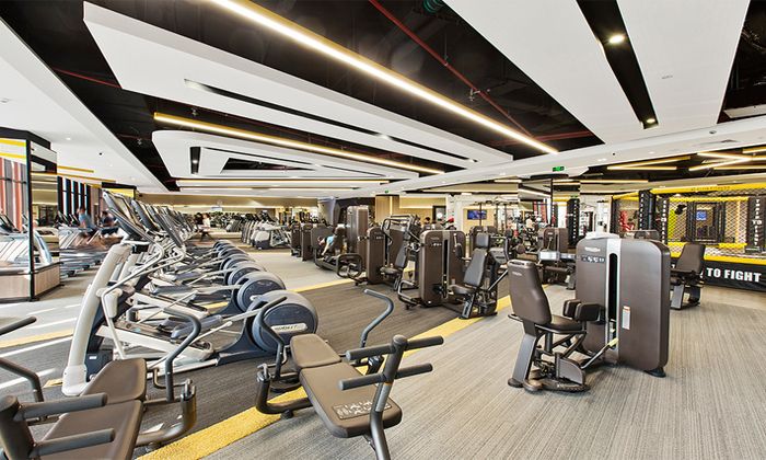 Diện tích phòng tập rộng rãi thoáng mát trên nền kiến trúc sang trọng